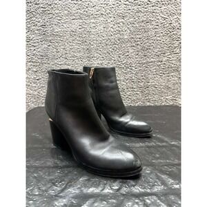 Alexander Wang Gabi Leather Side Zip Ankle Boots‎ Black Womens Size 37.5 US